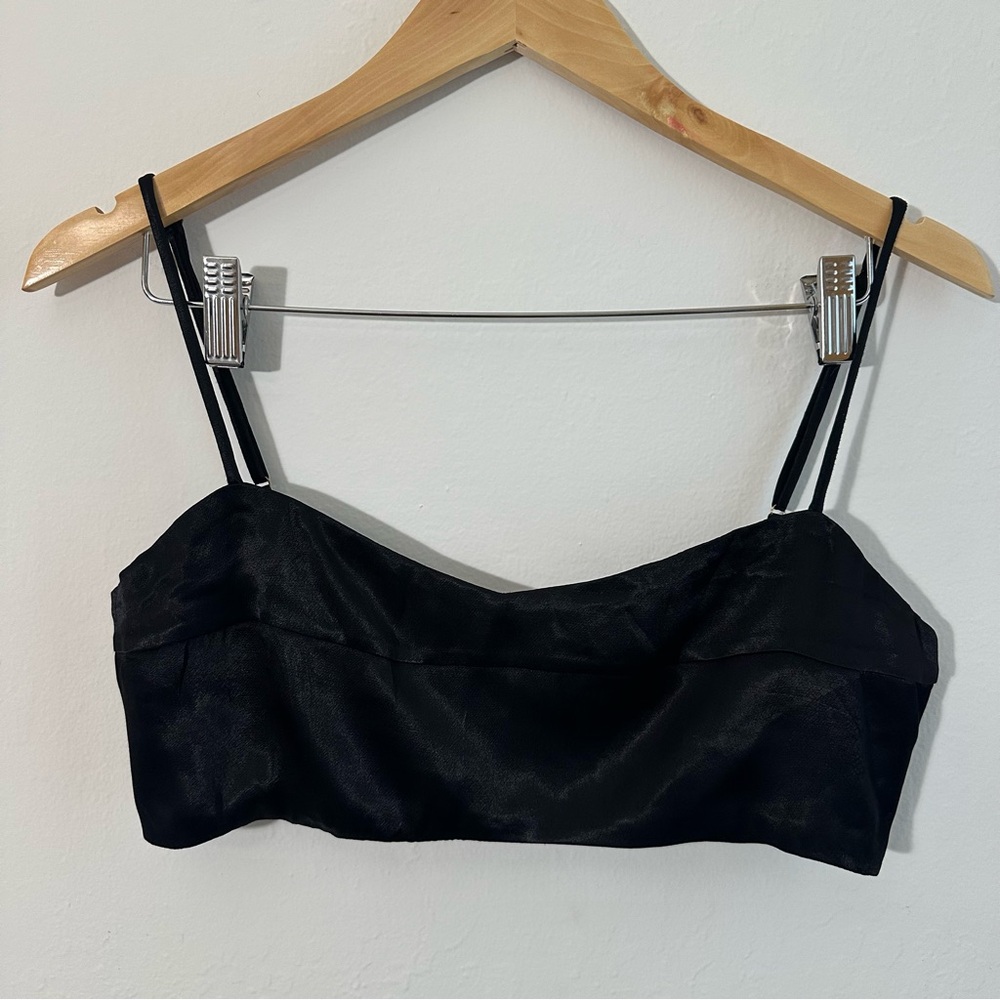 Dissh Simone Black Satin Crop Top